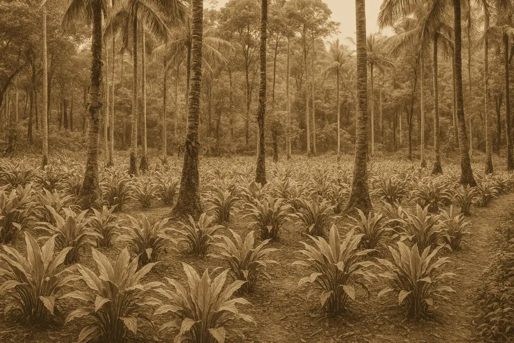 Cardamom being grown in an acient plantation